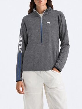 Victoria's Secret PINK Ultimate Gray Long Sleeve Quarter Zip Pullover